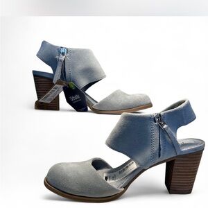 Tom’s Majorca Closed Toe Block Heels in Stone Grey Suede NWT